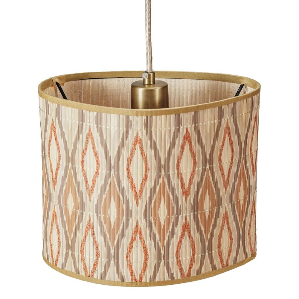 Bloomingville Bamboo Organic Shaped Pendant Lamp‎ MCM Retro Boho New - Picture 2 of 5